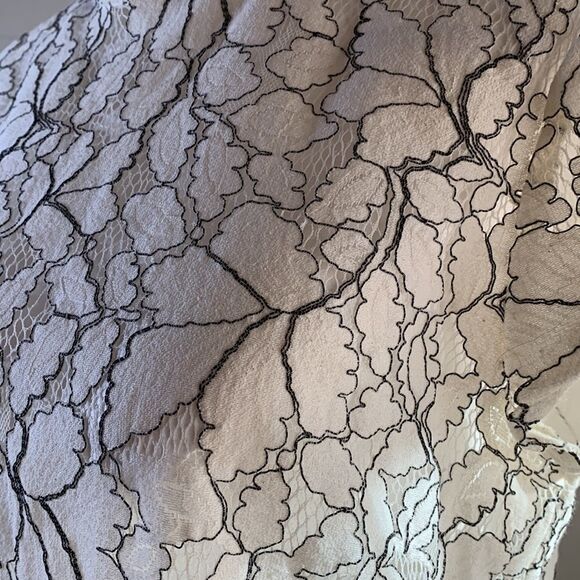 𝅺H&M white lace dress ties in back short cap sleeves very sheer size 10 - Picture 4 of 11